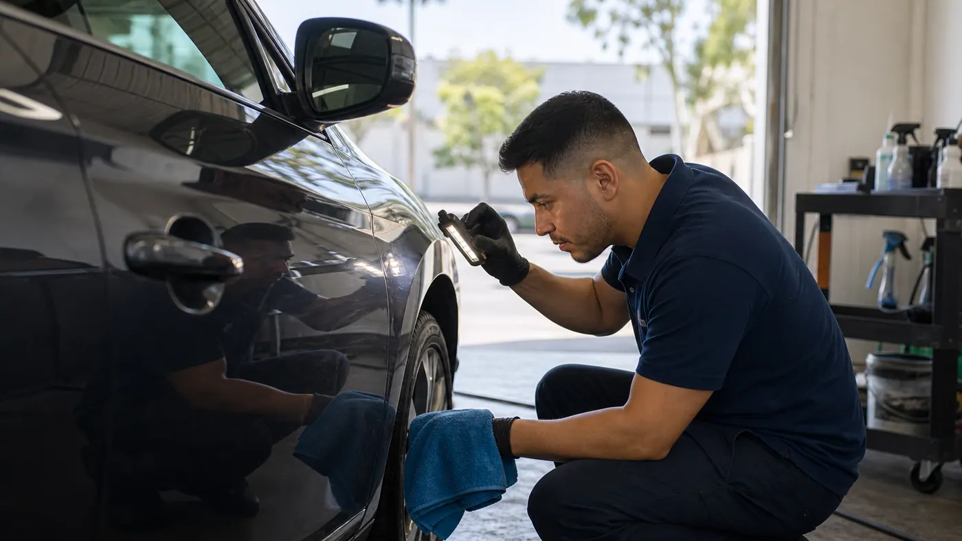Detailed car paint and freshly cleaned interior after a Redondo Beach auto detail.